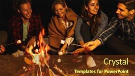  Presentation with group - Slide deck enhanced with photo-of-a-young-happy background and a tawny brown colored foreground