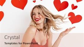  Presentation with photo - PPT theme enhanced with photo-of-a-young-happy background and a coral colored foreground