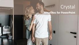  Presentation with optimistic - Presentation with photo-of-a-young-optimistic background and a coral colored foreground