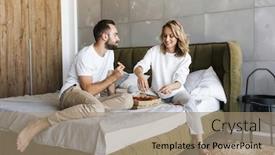  Presentation with optimistic - Presentation enhanced with photo-of-a-young-optimistic background and a coral colored foreground