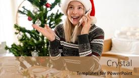  Presentation with mobile home - Slide deck having photo-of-a-young-positive background and a coral colored foreground