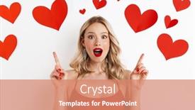  Presentation with photo - PPT theme consisting of photo-of-a-young-shocked background and a coral colored foreground