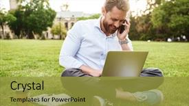  Presentation with clothing - Presentation theme featuring photo of adult european man background and a gold colored foreground