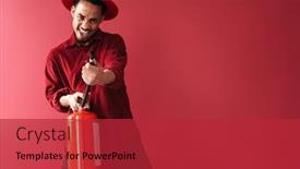  Presentation with fire extinguisher - Cool new PPT theme with photo-of-african-emotional-young backdrop and a red colored foreground