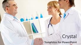  Presentation with physician - Audience pleasing slide deck consisting of photo of aged physician backdrop and a sky blue colored foreground