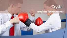  Presentation with partners - PPT layouts having photo of aggressive business partners background and a coral colored foreground