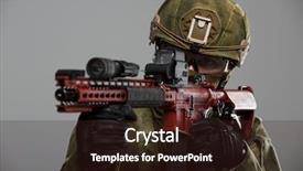  Presentation with military explosion - Slides featuring photo of aiming military man background and a wine colored foreground