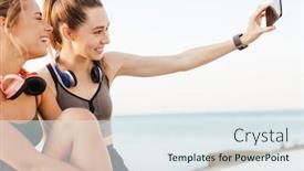  Presentation with amazing - Slide set having photo-of-amazing-happy-young background and a sky blue colored foreground