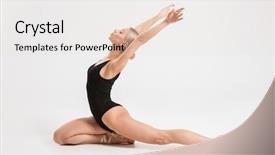  Presentation with poster on white wall above - Cool new PPT layouts with photo of amazing pretty young backdrop and a sky blue colored foreground