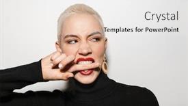  Presentation with haircut - PPT theme consisting of photo-of-amazing-young-blonde background and a white colored foreground