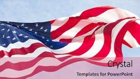  Presentation with american flag waving - Amazing PPT theme having photo of american flag waving backdrop and a coral colored foreground