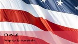  Presentation with american flag waving - Slide deck having photo of american flag waving in the wind background and a red colored foreground