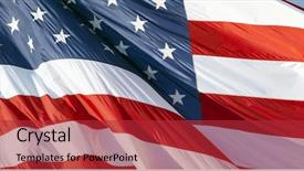  Presentation with american flag waving - Presentation theme consisting of photo of american flag waving in the wind background and a red colored foreground