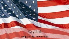  Presentation with american flag waving - Cool new presentation with photo of american flag waving in the wind backdrop and a red colored foreground