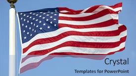  Presentation with american flag waving - Cool new presentation theme with photo of american flag waving backdrop and a light blue colored foreground