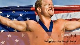  Presentation with swimmer - Slide deck enhanced with photo-of-american-swimmer-winner background and a coral colored foreground