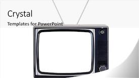  Presentation with old television set - Presentation theme having black and white tv set background and a white colored foreground