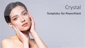  Presentation with beauty makeup - Presentation theme consisting of photo-of-an-young-girl background and a light gray colored foreground