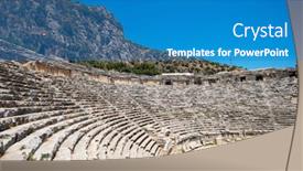  Presentation with theatre - Amazing slide deck having photo of ancient theatre in myra ancient city of antalya in turkey backdrop and a teal colored foreground