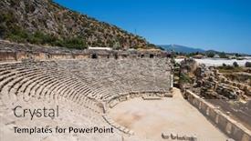  Presentation with theatre - Audience pleasing theme consisting of photo of ancient theatre in myra ancient city of antalya in turkey backdrop and a soft green colored foreground