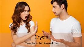  Presentation with fight - Slide deck enhanced with photo of angry man background and a coral colored foreground