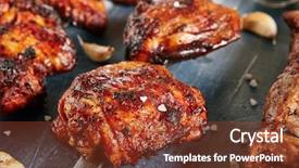  Presentation with bbq chicken - Audience pleasing presentation theme consisting of photo of appetizing barbecue poultry backdrop and a tawny brown colored foreground