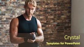  Presentation with boxer - Audience pleasing presentation design consisting of photo-of-athletic-young-handsome backdrop and a tawny brown colored foreground