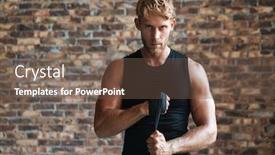  Presentation with boxer - Cool new slide set with photo-of-athletic-young-handsome backdrop and a tawny brown colored foreground