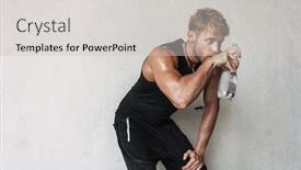  Presentation with drinking water - Beautiful presentation design featuring photo-of-athletic-young-sportsman backdrop and a light gray colored foreground