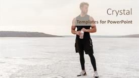  Presentation with protein shake - Cool new slide set with photo-of-athletic-young-sportsman backdrop and a sky blue colored foreground