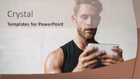  Presentation with photo - Slide set enhanced with photo-of-athletic-young-sportsman background and a soft green colored foreground