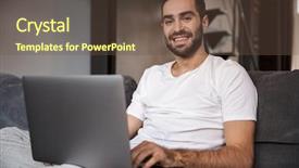  Presentation with bachelor - Presentation consisting of photo of attractive bachelor 30s background and a tawny brown colored foreground