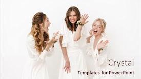  Presentation with wedding ring - Presentation design featuring photo-of-attractive-happy-bride background and a sky blue colored foreground