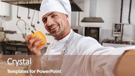  Presentation with harvest apron - Amazing presentation theme having chiefs - photo of attractive male chief backdrop and a coral colored foreground