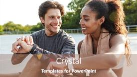  Presentation with sportswear - Slide set consisting of while working out at playground background and a coral colored foreground