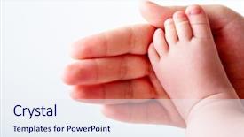  Presentation with mother baby - Presentation theme consisting of photo of baby foot background and a sky blue colored foreground