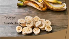  Presentation with banana - Presentation theme enhanced with photo-of-banana-slices background and a coral colored foreground