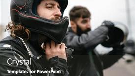  Presentation with bikers - Slide deck enhanced with photo-of-bearded-brutal-men background and a dark gray colored foreground