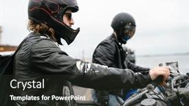  Presentation with sea port - Slide deck having photo-of-bearded-brutal-men background and a dark gray colored foreground