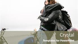  Presentation with sea port - Slide set featuring photo-of-bearded-young-men background and a violet colored foreground