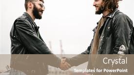  Presentation with sea port - Theme enhanced with photo-of-bearded-young-men background and a coral colored foreground