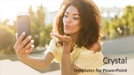  Presentation with main air routes in south america - Cool new presentation theme with photo of beautiful american woman backdrop and a coral colored foreground