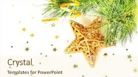  Presentation with christmas ribbon festive - PPT theme enhanced with photo of beautiful christmas border christmastime festive still life green fir tree decorated with golden ribbon star and ball isolated on white background new year greeting card xmas decoration background and a cream colored foreground