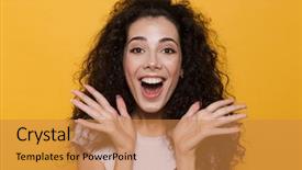  Presentation with cute girlish - PPT theme having photo of beautiful excited young background and a gold colored foreground