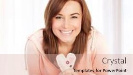  Presentation with romantic gift - Colorful presentation enhanced with photo-of-beautiful-happy-female backdrop and a coral colored foreground