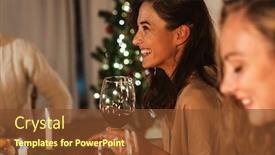  Presentation with christmas dinner - PPT theme having photo-of-beautiful-joyful-people background and a tawny brown colored foreground