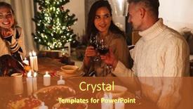  Presentation with christmas dinner - Slides having photo-of-beautiful-nice-people background and a red colored foreground