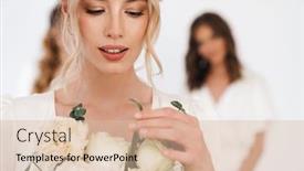  Presentation with white flowers - Slide set with photo-of-beautiful-romantic-bride background and a lemonade colored foreground