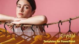  Presentation with woman sad - Slides with photo-of-beautiful-sad-thinking background and a tawny brown colored foreground