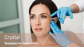  Presentation with beauty salon - Beautiful presentation theme featuring photo-of-beautiful-woman-getting backdrop and a coral colored foreground